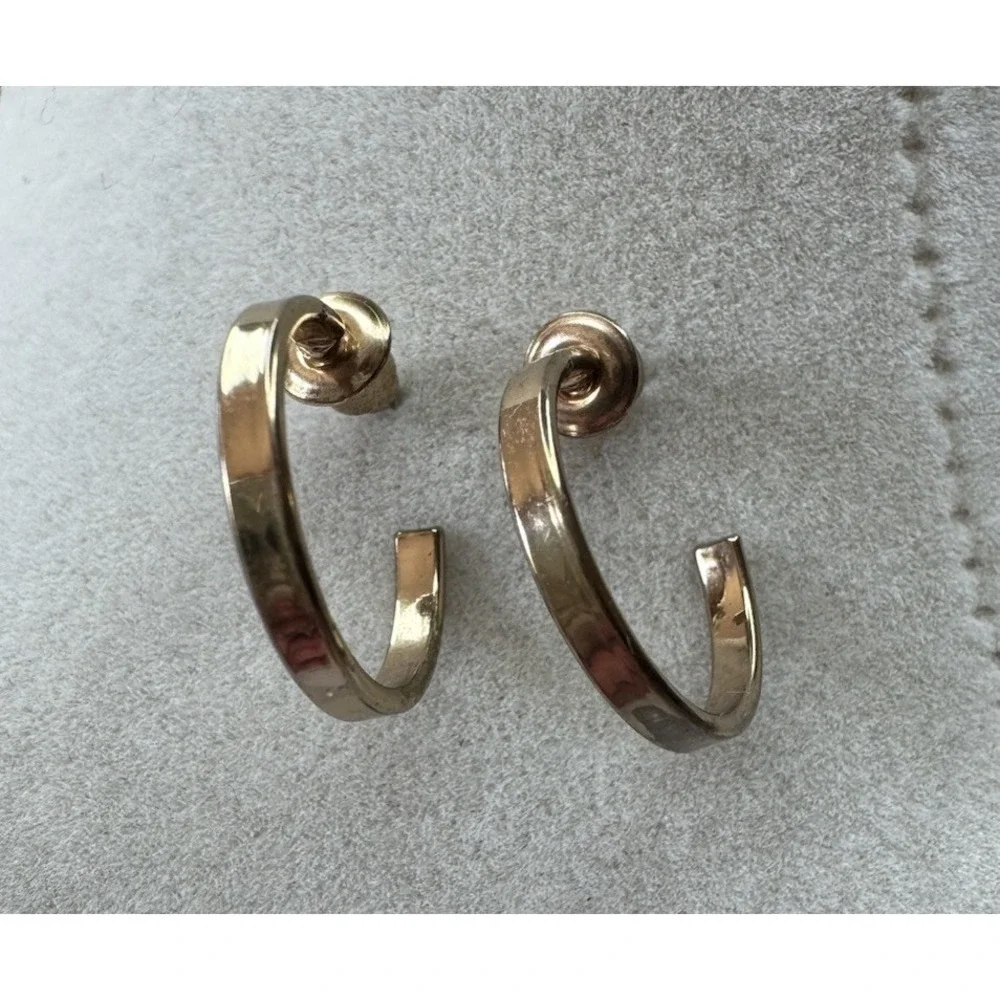 Sterling Silver Gold Plated Hoop Earrings Small Bohemian Lightweight EUC